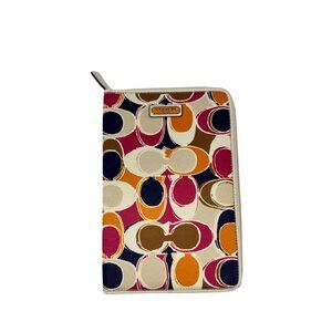Coach iPad / Tablet / E-Reader Case Signature Multicolor C Print Zipper Closure
